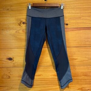 Lululemon Wunder Under Crop Leggings Sashiko Cross Inkwell Rugged Blue 4 W6C87S
